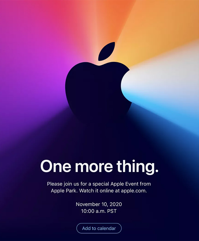 Thư mời sự kiện One More Thing của Apple ngày 10/11. Ảnh: Verge