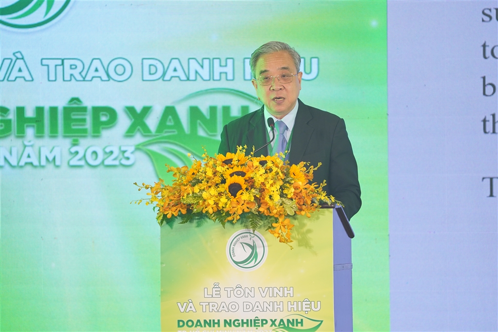 Ông Nguyễn Ngọc Hòa, Chủ tịch Huba phát biểu tại Lễ tôn vinh và trao danh hiệuDoanh nghiệp xanh